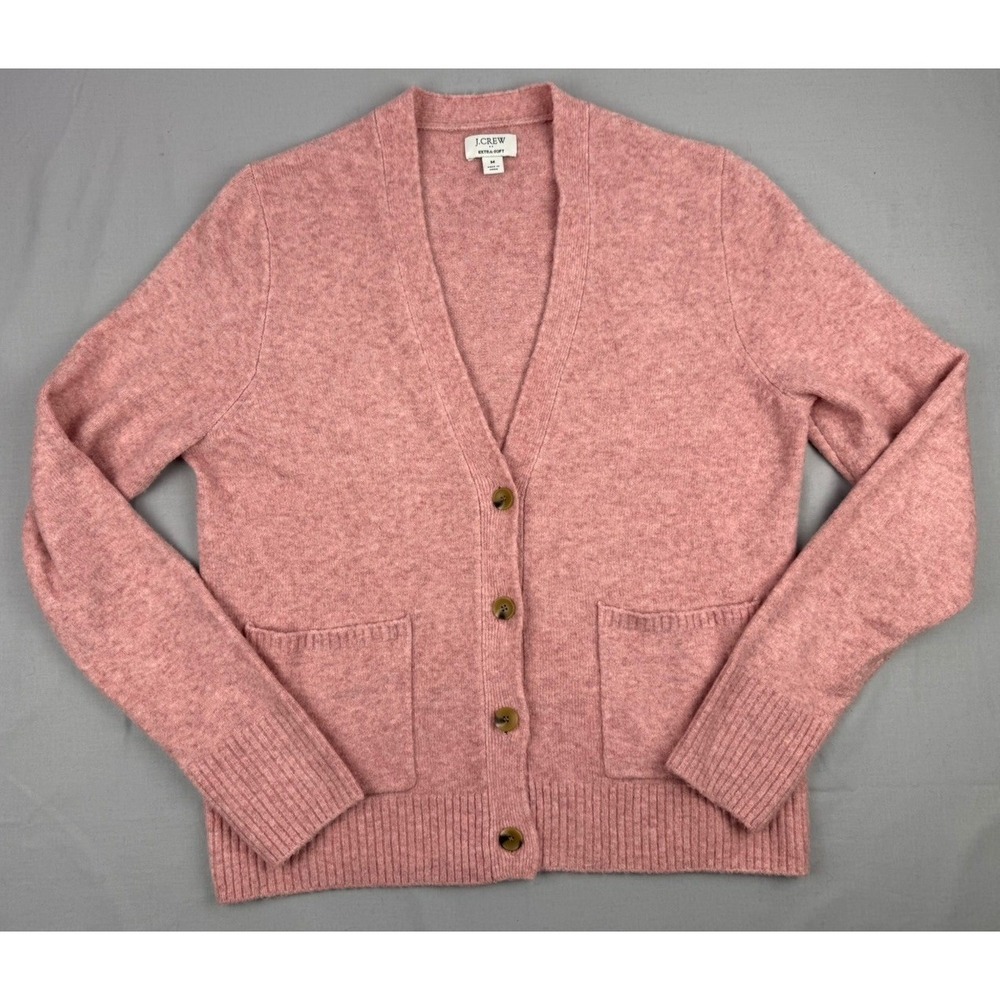 J.Crew Extra Soft Cardigan Sweater Pink Button Front Cozy Womens M